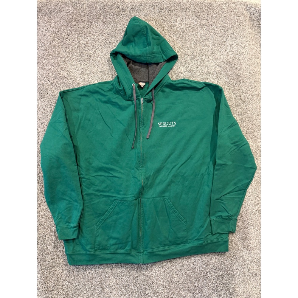 Silk Screen Shirts Hoodie Mens 4XL Green Sprouts Farmers Market Full Zip Fleece